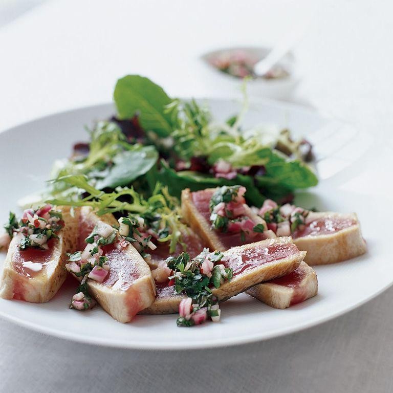 Pan-Seared Tuna Steak with Chimichurri Sauce