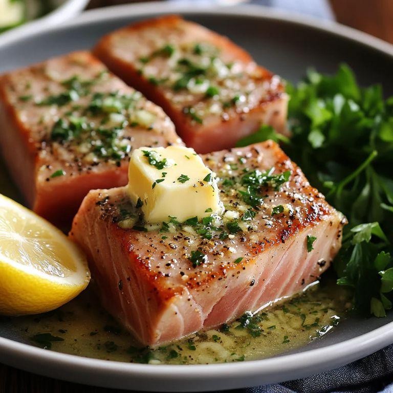 Pan-Seared Tuna Steak with Garlic Butter