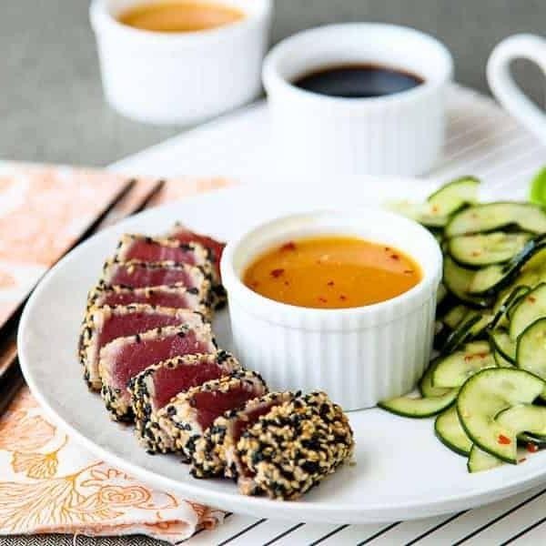 Pan-Seared Tuna Steak with Orange Ginger Glaze