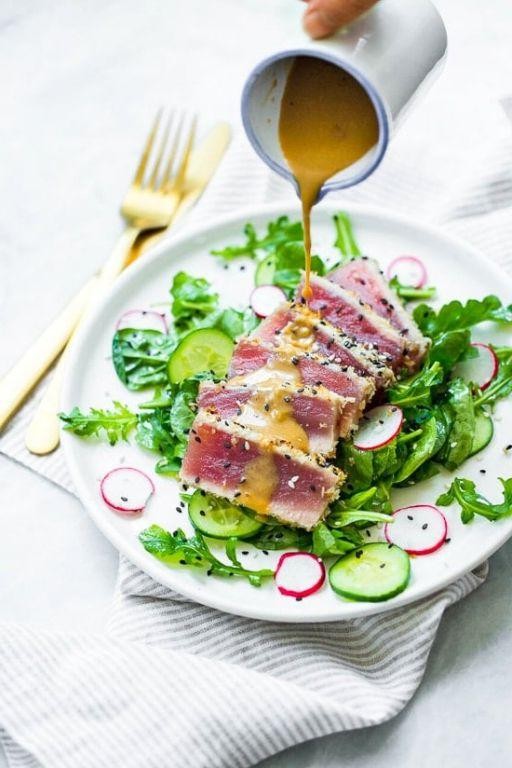 Pan-Seared Tuna Steak with Wasabi Mayo