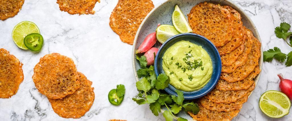 Parmesan Crisps with Avocado Dip