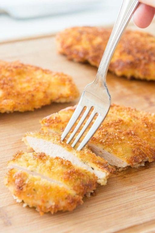 Parmesan Crusted Thin Sliced Chicken Breast
