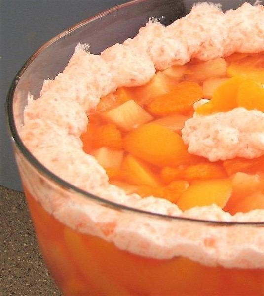 Peach Jello with Mandarin Oranges