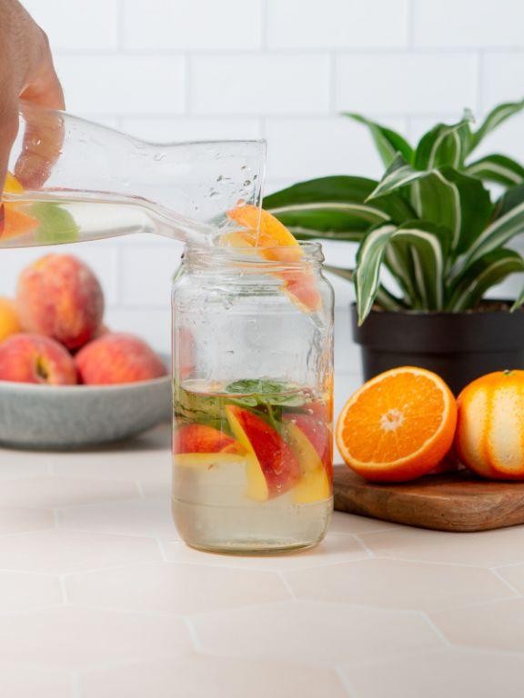 Peach and Basil Infused Water
