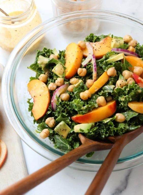 Peach and Kale Salad with Lemon Vinaigrette