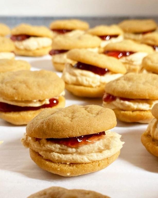 Peanut Butter Sandwich Cookies with Jelly Filling