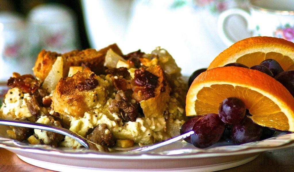 Pear and Gorgonzola Savory Bread Pudding