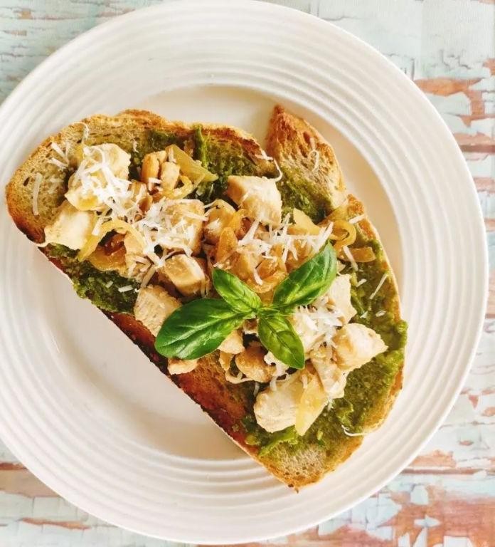Pesto Chicken Open Faced Sandwich