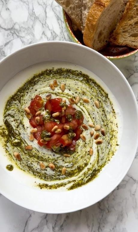 Pesto Cottage Cheese Dip