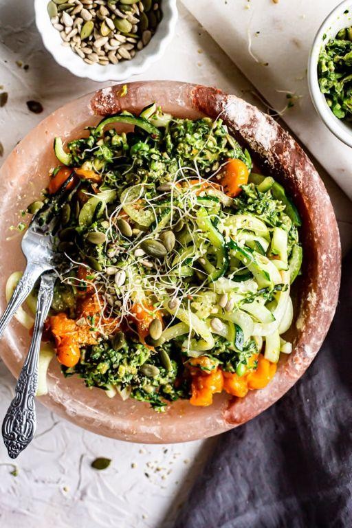 Pesto Zucchini Noodle Buddha Bowl