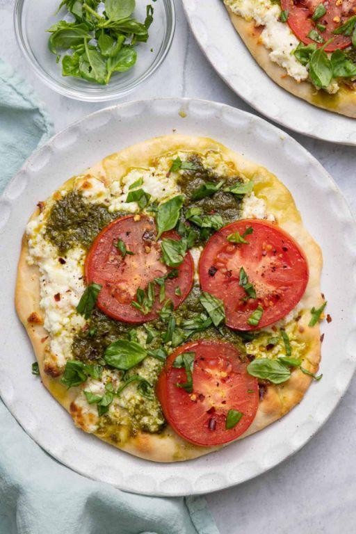 Pesto and Tomato Naan Pizza