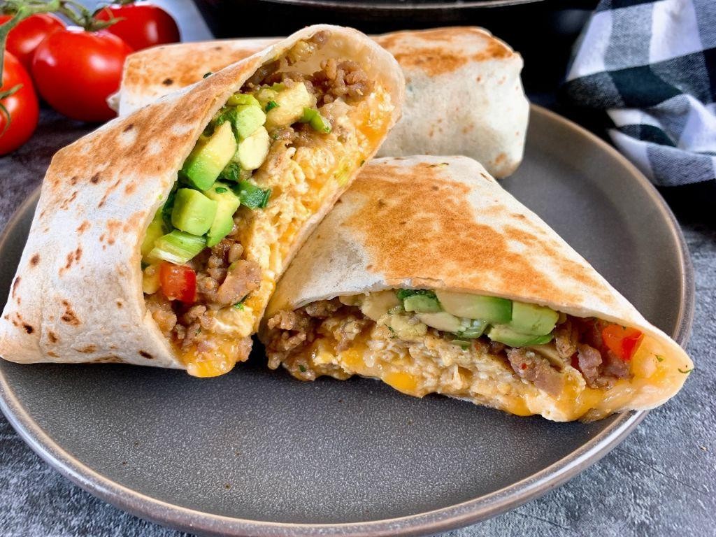 Phyllo Dough Breakfast Burritos with Avocado and Salsa