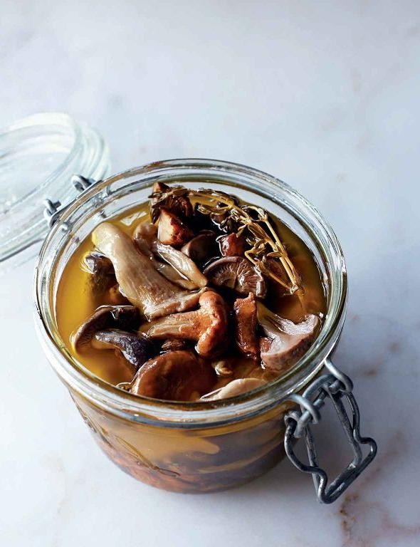 Pickled Trumpet Mushrooms with Herbs
