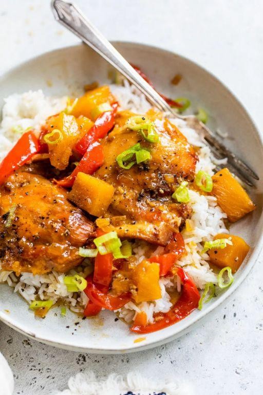 Pineapple Chicken and Rice Crock Pot Tropical Meal