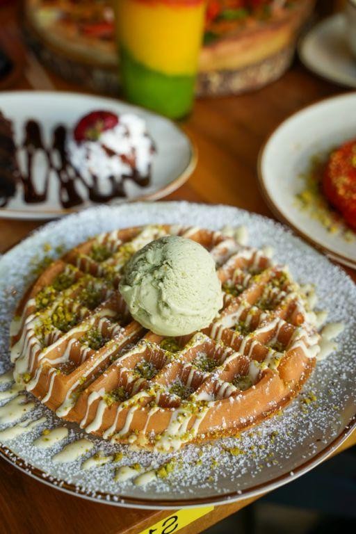 Pistachio Waffles