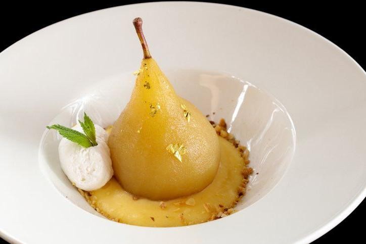 Poached Pears with Lavender Honey