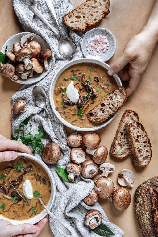 Porcini Mushroom Soup with Crème Fraîche
