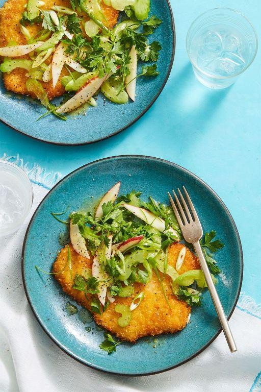 Pork Milanesa with Apple Slaw