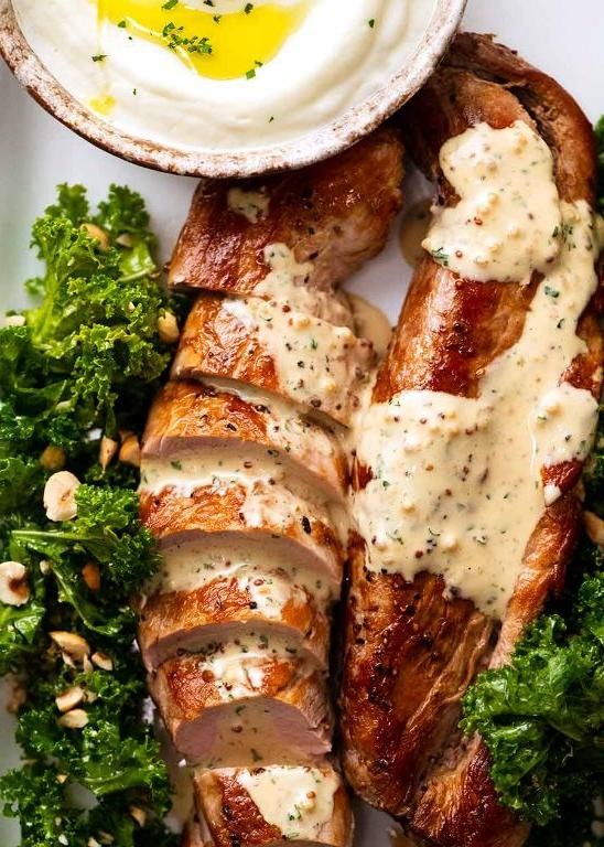 Pork Sirloin with Mustard Cream Sauce