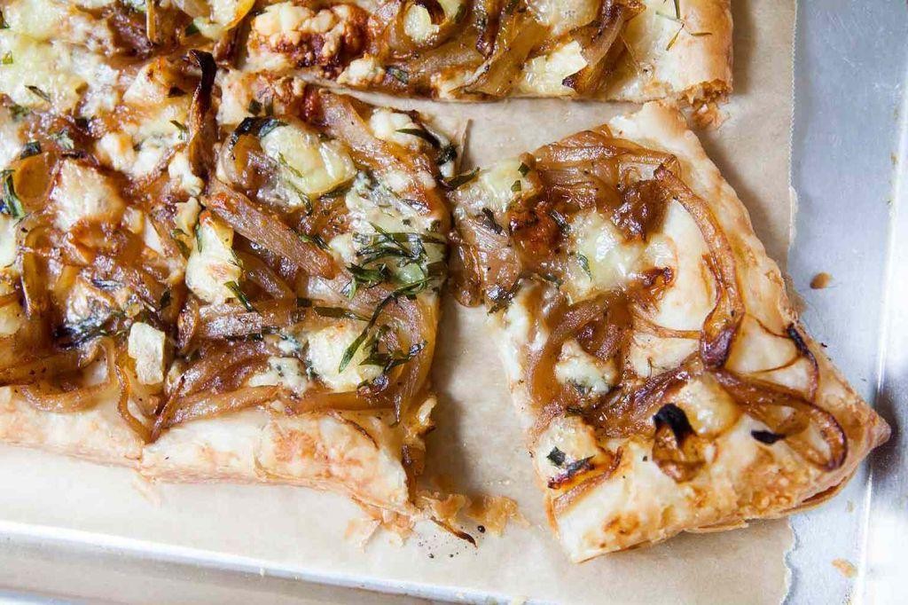 Puff Pastry Brie and Caramelized Onion Tart