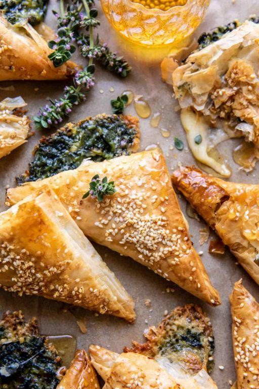 Puff Pastry Brie and Spinach Triangles