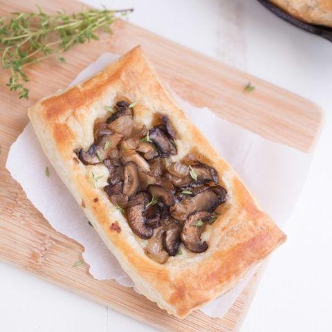 Puff Pastry Brie and Walnut Stuffed Mushrooms