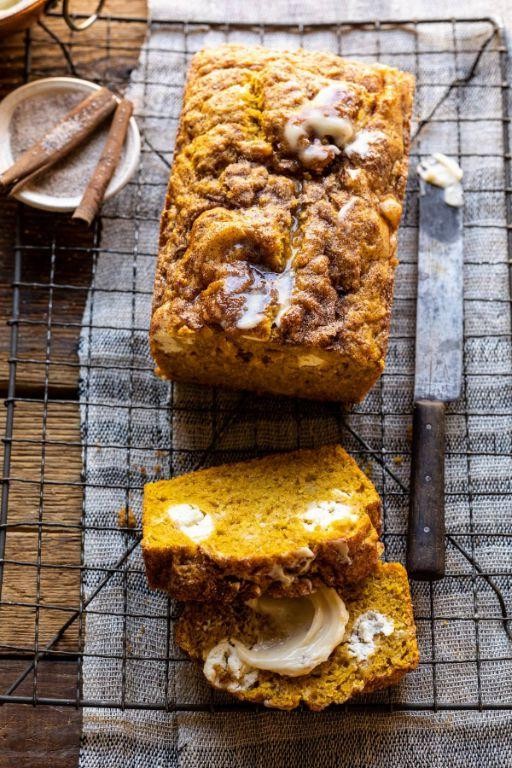 Pumpkin Bread with Cream Cheese Swirl