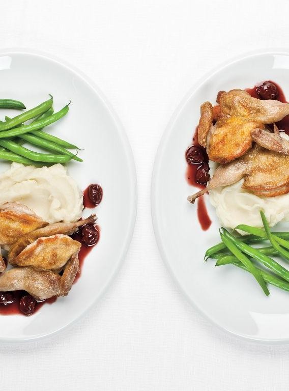 Quail Fondue with Cherry Sauce