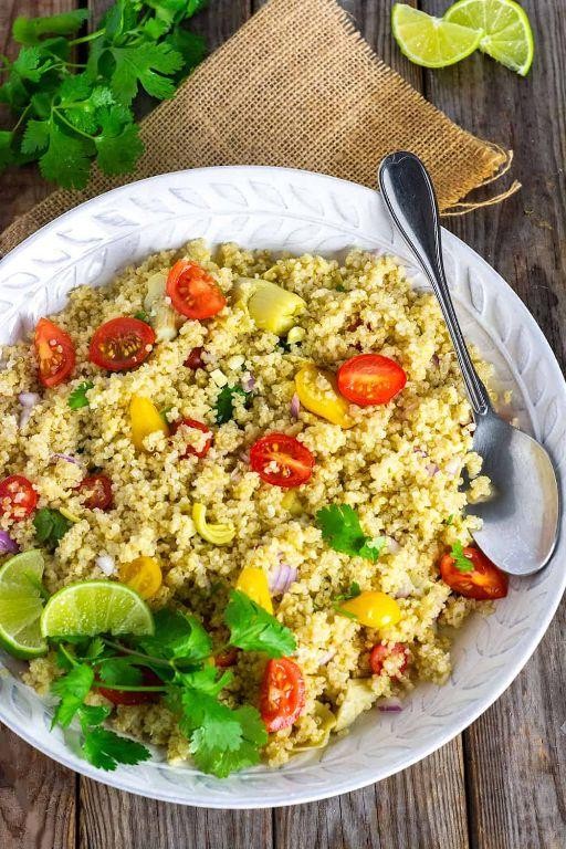 Quinoa Salad with Marinated Artichoke Hearts and Cucumber