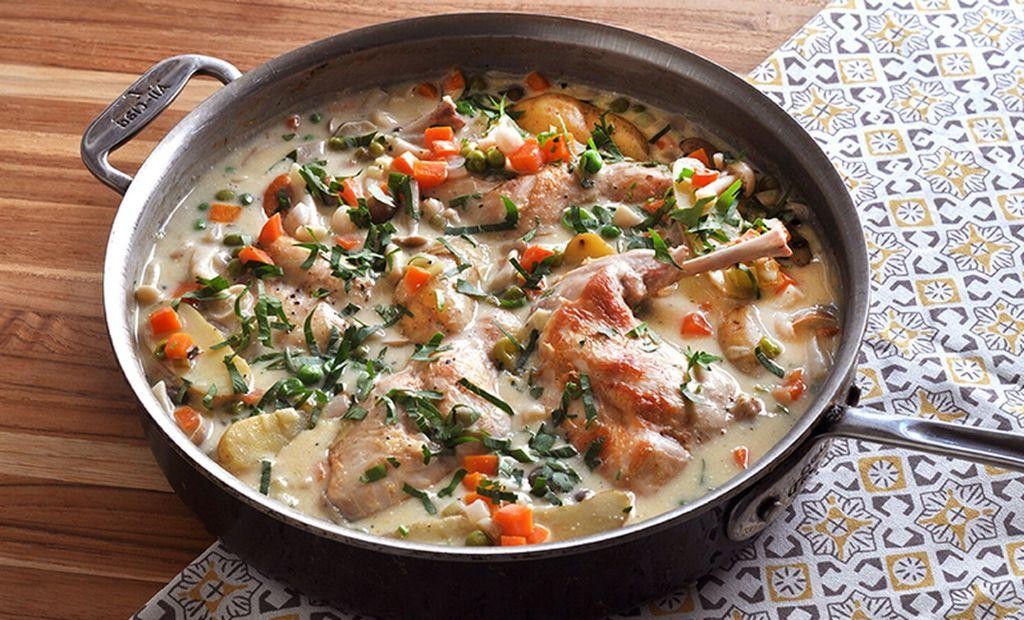 Rabbit Casserole with White Wine and Mushrooms