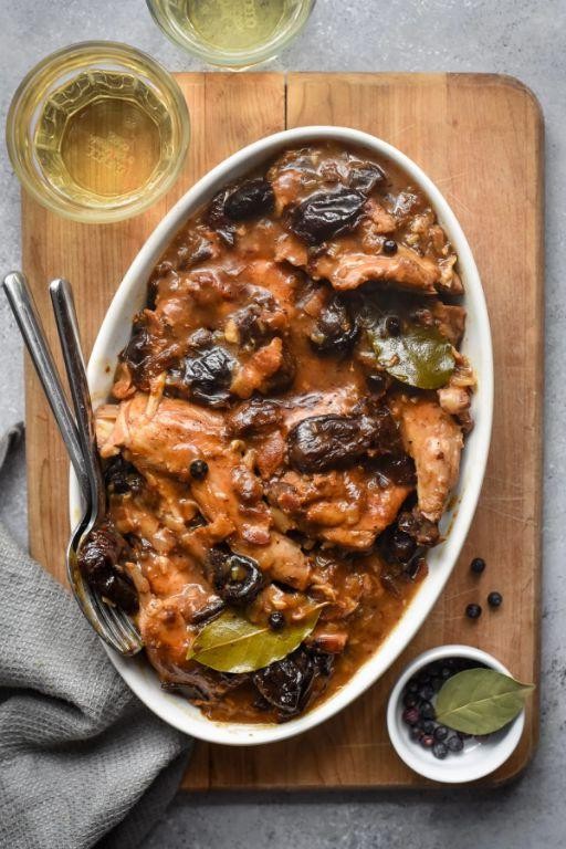 Rabbit with Prunes and Bacon in the Oven