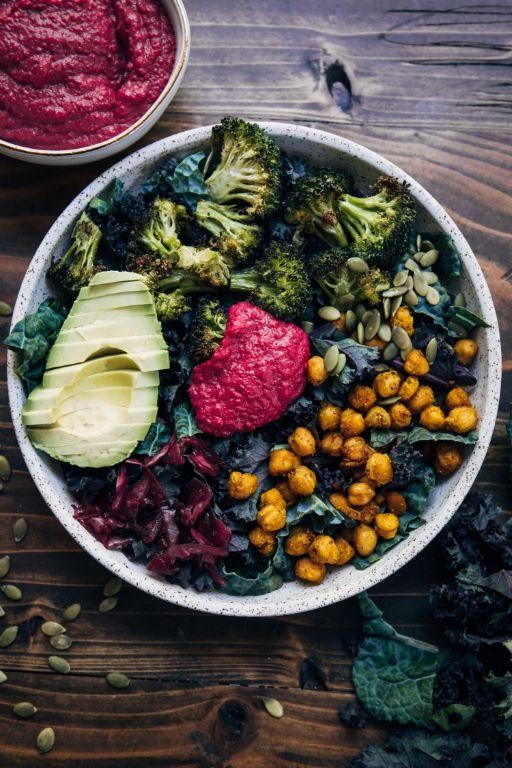 Rainbow Veggie and Hummus Buddha Bowl