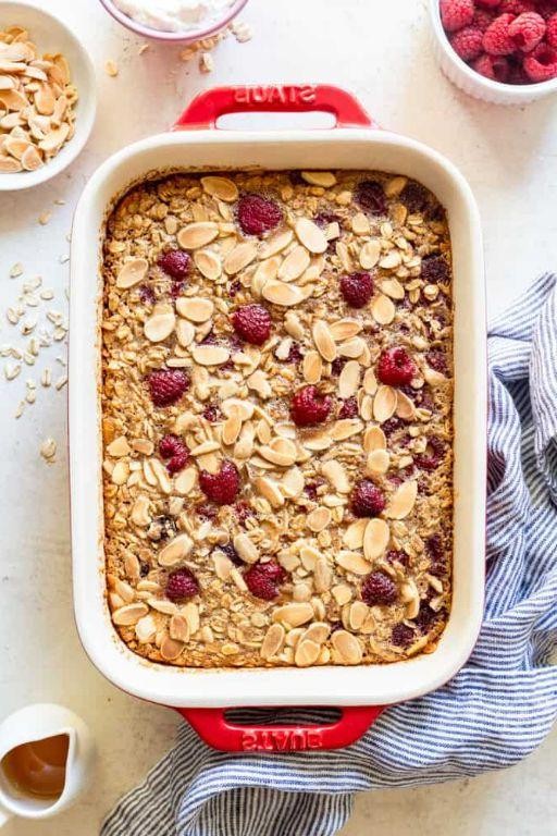 Raspberry Almond Baked Oats
