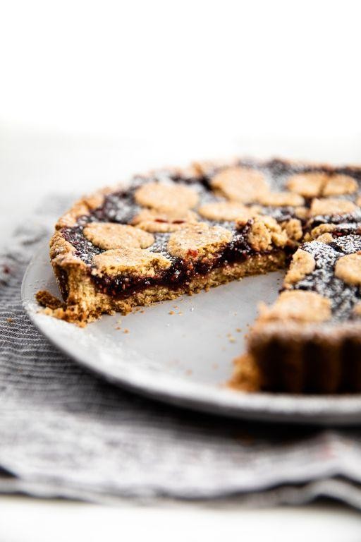 Raspberry Linzertorte with Almond Crust