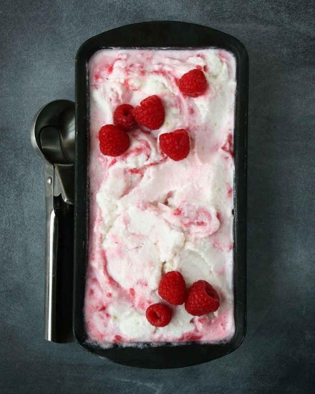 Raspberry Swirl Keto Ice Cream