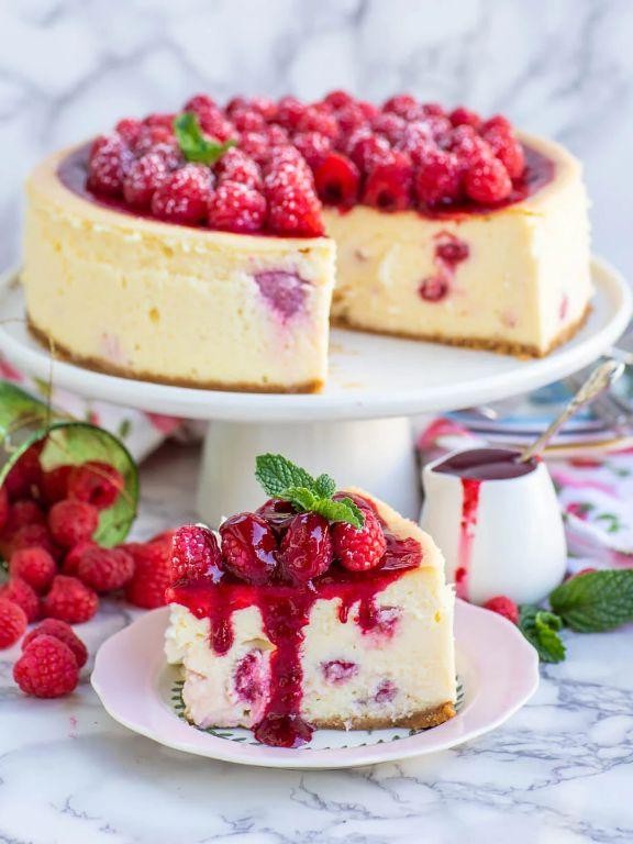 Raspberry White Chocolate Cheesecake