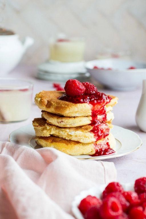 Raspberry White Chocolate Souffle Pancakes