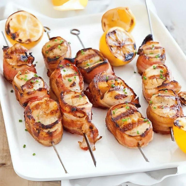 Razor Clam and Bacon Skewers