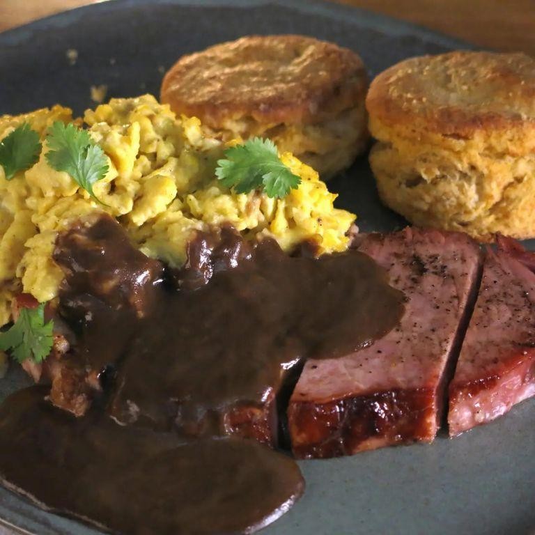 Red-Eye Gravy with Sweet Potatoes