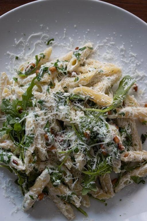 Ricotta Pasta with Arugula and Pine Nuts