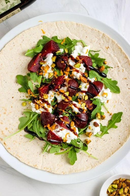 Roasted Beet and Arugula Wrap