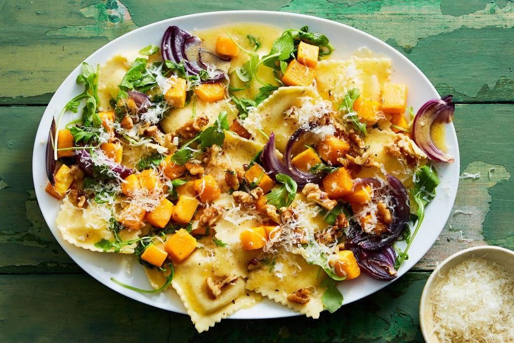 Roasted Butternut Squash Ravioli with Brown Butter and Walnuts