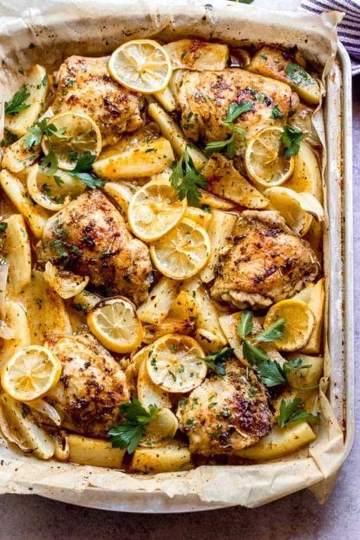 Roasted Chicken Breast and Potatoes with Lemon