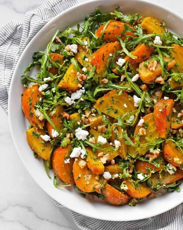 Roasted Golden Beet and Goat Cheese Salad