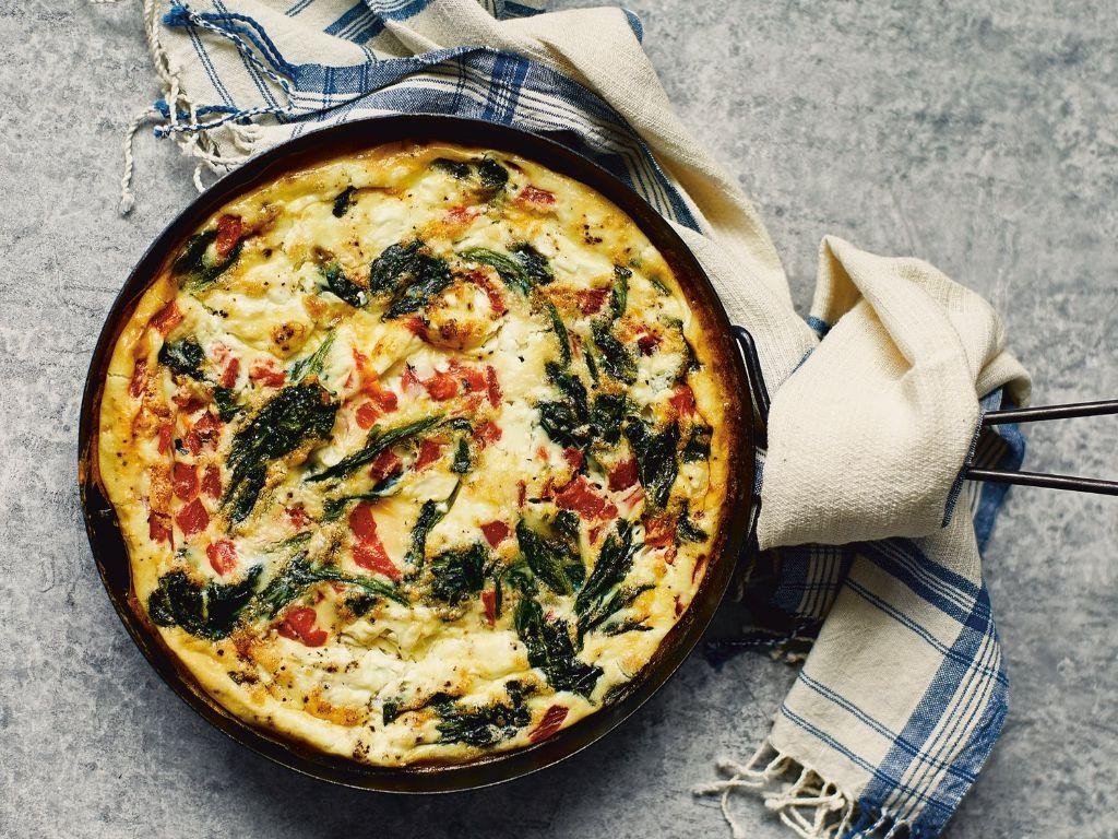 Roasted Red Pepper and Goat Cheese Egg Souffle