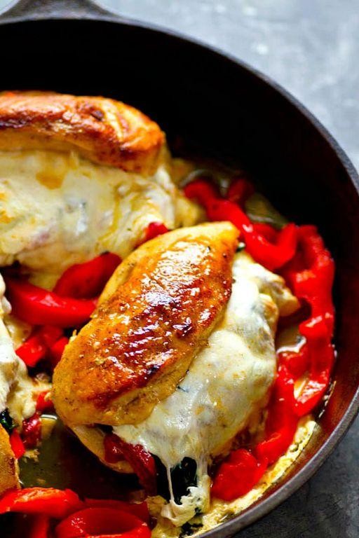 Roasted Red Pepper and Mozzarella Stuffed Chicken Breast