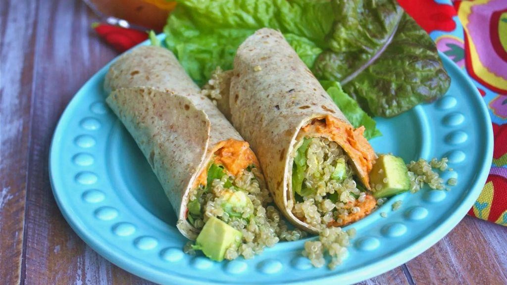 Roasted Red Pepper and Quinoa Veggie Wrap