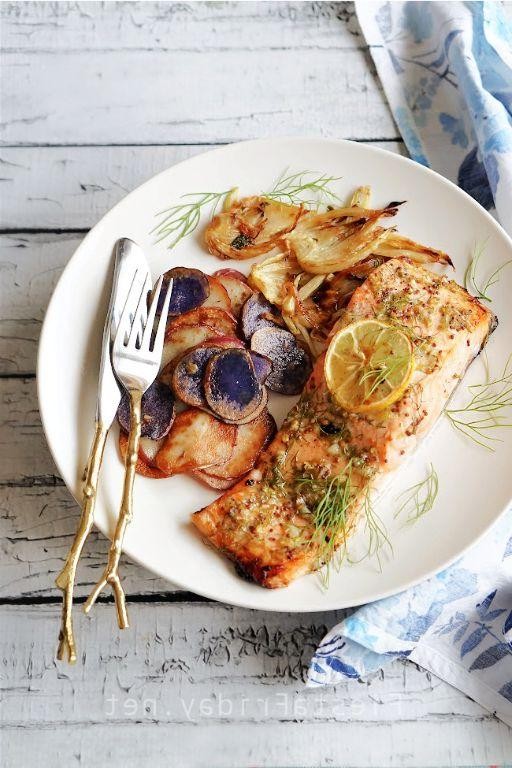 Roasted Salmon with Fennel Frond and Lemon