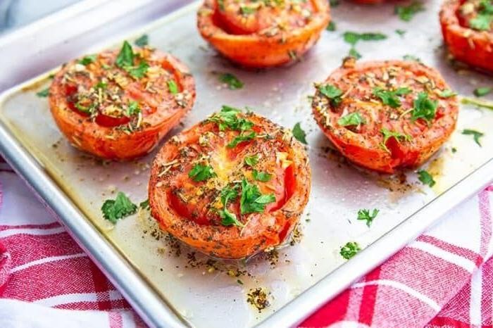 Roasted Sliced Tomatoes with Herbs