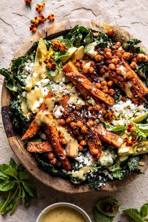 Roasted Sweet Potato and Kale Hearty Salad
